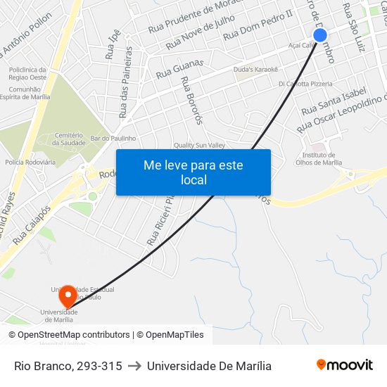 Rio Branco, 293-315 to Universidade De Marília map