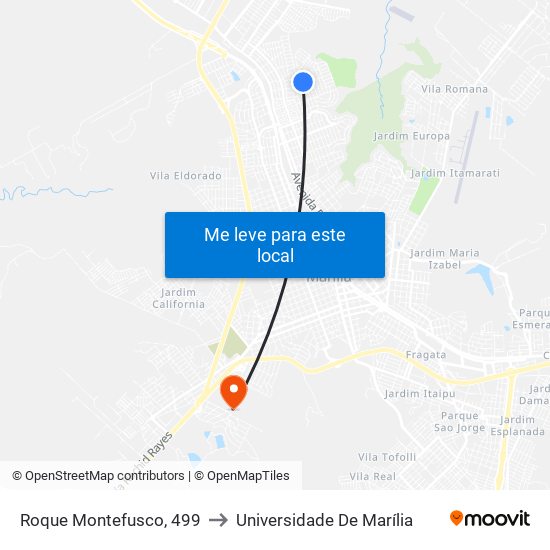 Roque Montefusco, 499 to Universidade De Marília map