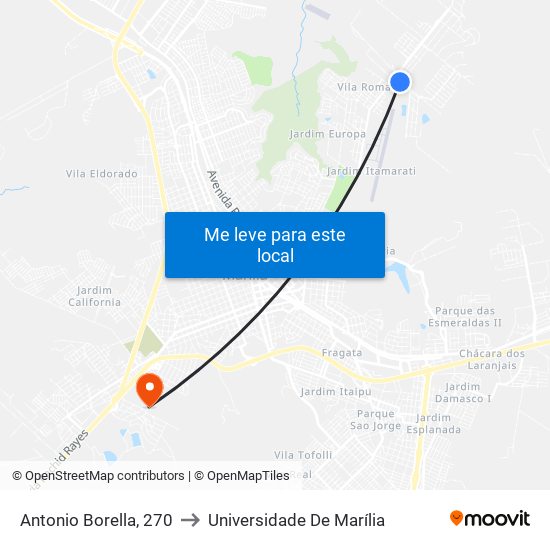 Antonio Borella, 270 to Universidade De Marília map