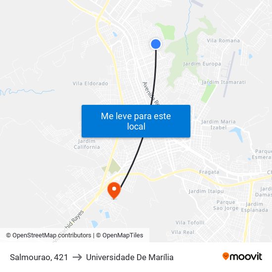 Salmourao, 421 to Universidade De Marília map