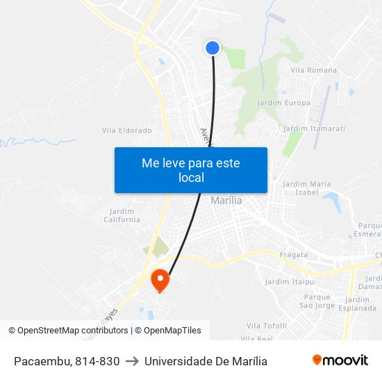 Pacaembu, 814-830 to Universidade De Marília map