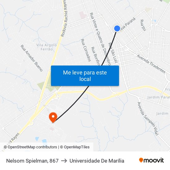 Nelsom Spielman, 867 to Universidade De Marília map