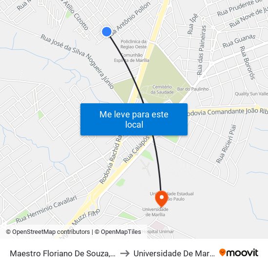 Maestro Floriano De Souza, 27 to Universidade De Marília map