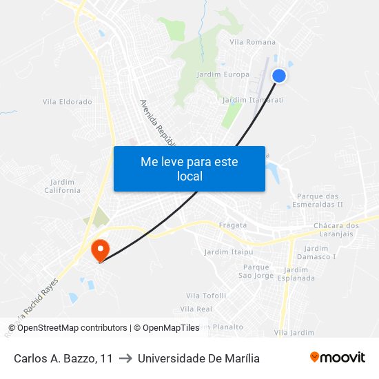 Carlos A. Bazzo, 11 to Universidade De Marília map