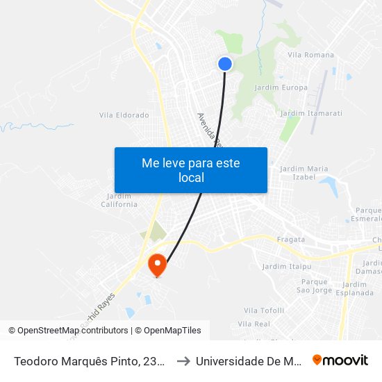 Teodoro Marquês Pinto, 234-236 to Universidade De Marília map