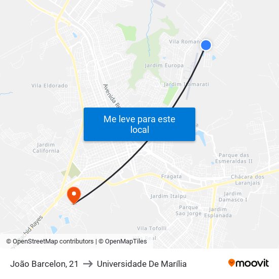 João Barcelon, 21 to Universidade De Marília map