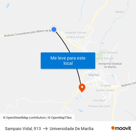 Sampaio Vidal, 913 to Universidade De Marília map