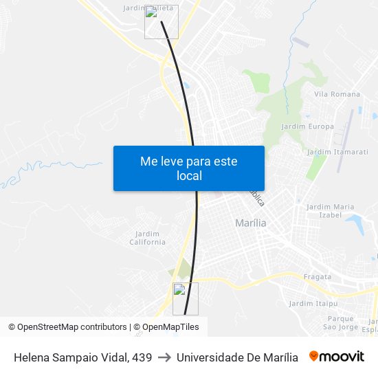 Helena Sampaio Vidal, 439 to Universidade De Marília map