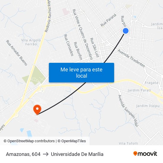 Amazonas, 604 to Universidade De Marília map