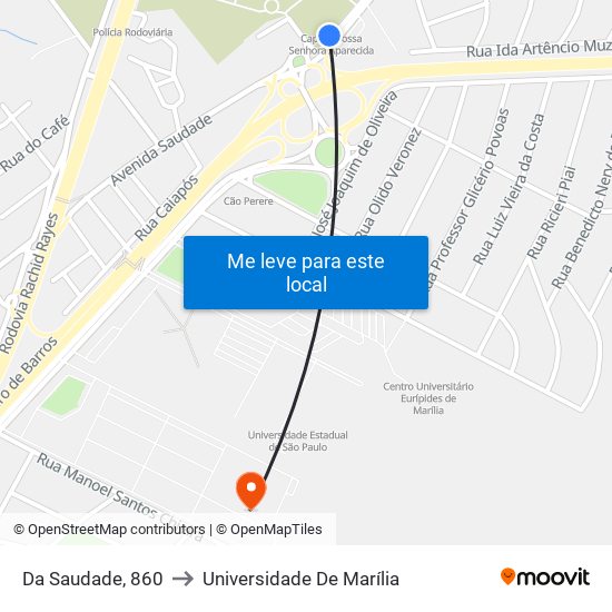 Da Saudade, 860 to Universidade De Marília map