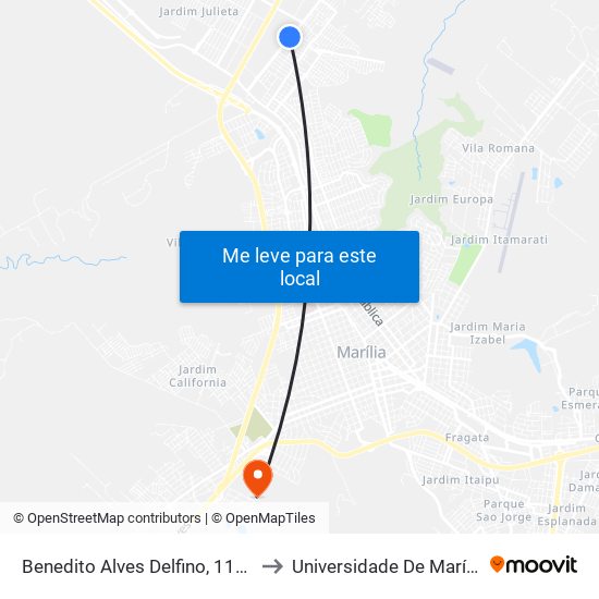 Benedito Alves Delfino, 1120 to Universidade De Marília map