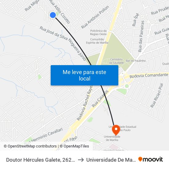 Doutor Hércules Galete, 262-286 to Universidade De Marília map