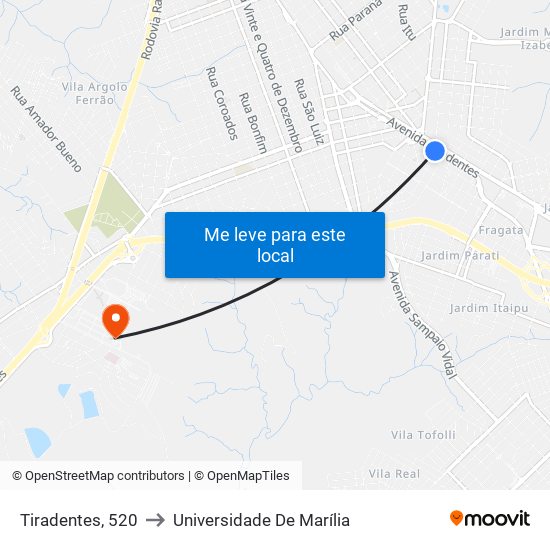 Tiradentes, 520 to Universidade De Marília map