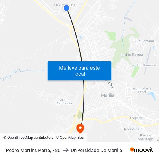 Pedro Martins Parra, 780 to Universidade De Marília map