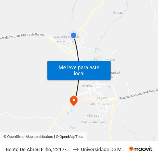 Bento De Abreu Filho, 2217-2371 to Universidade De Marília map