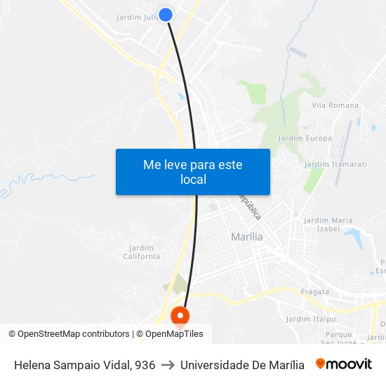 Helena Sampaio Vidal, 936 to Universidade De Marília map