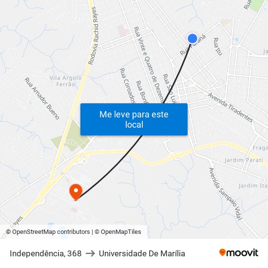 Independência, 368 to Universidade De Marília map