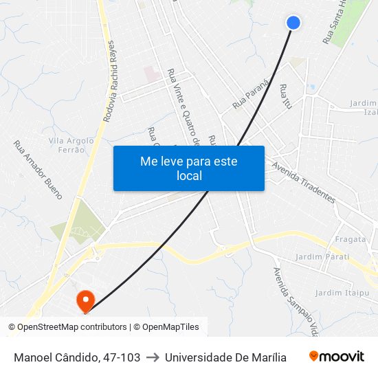 Manoel Cândido, 47-103 to Universidade De Marília map