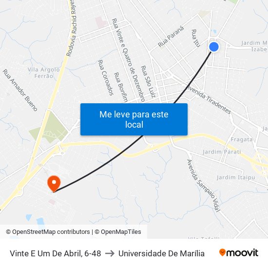 Vinte E Um De Abril, 6-48 to Universidade De Marília map