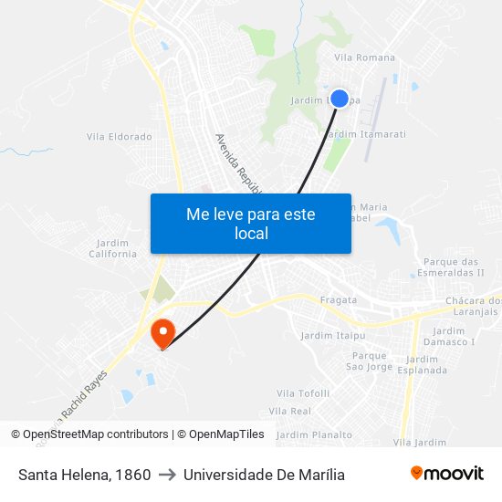 Santa Helena, 1860 to Universidade De Marília map