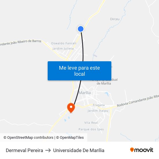 Dermeval Pereira to Universidade De Marília map