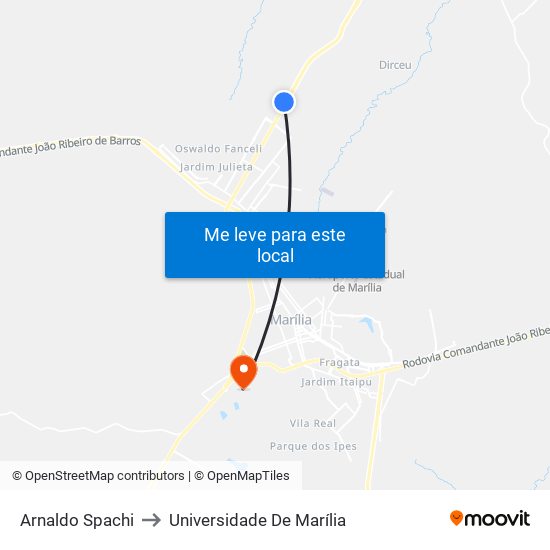 Arnaldo Spachi to Universidade De Marília map