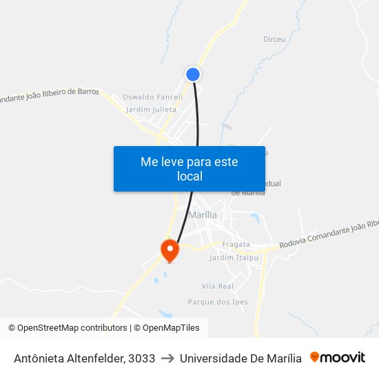 Antônieta Altenfelder, 3033 to Universidade De Marília map