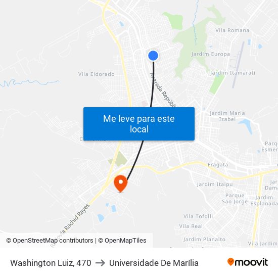 Washington Luiz, 470 to Universidade De Marília map