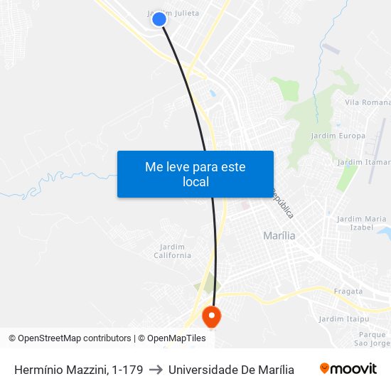 Hermínio Mazzini, 1-179 to Universidade De Marília map