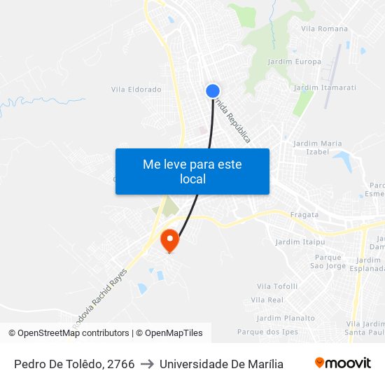 Pedro De Tolêdo, 2766 to Universidade De Marília map