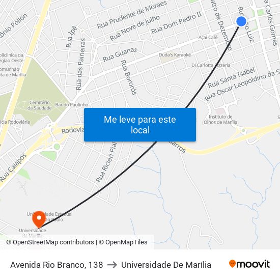 Avenida Rio Branco, 138 to Universidade De Marília map