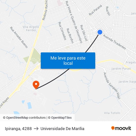 Ipiranga, 4288 to Universidade De Marília map