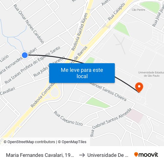 Maria Fernandes Cavalari, 1994-2038 to Universidade De Marília map