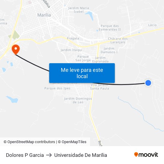 Dolores P Garcia to Universidade De Marília map
