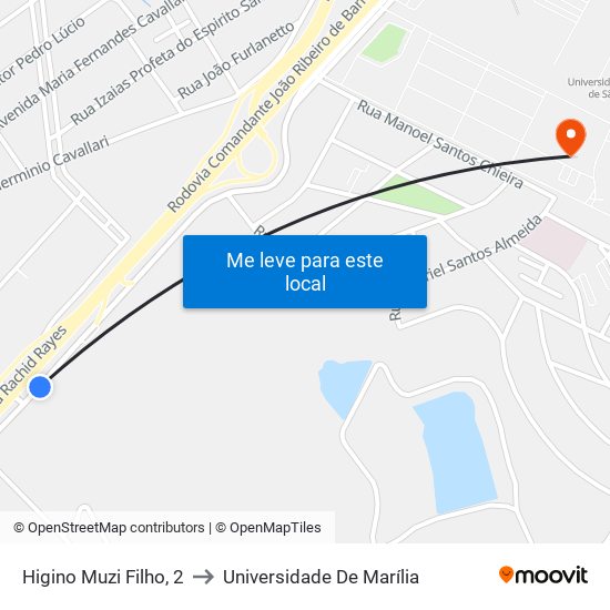 Higino Muzi Filho, 2 to Universidade De Marília map