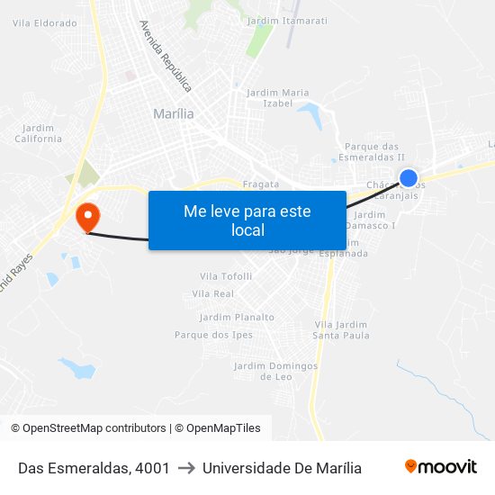 Das Esmeraldas, 4001 to Universidade De Marília map