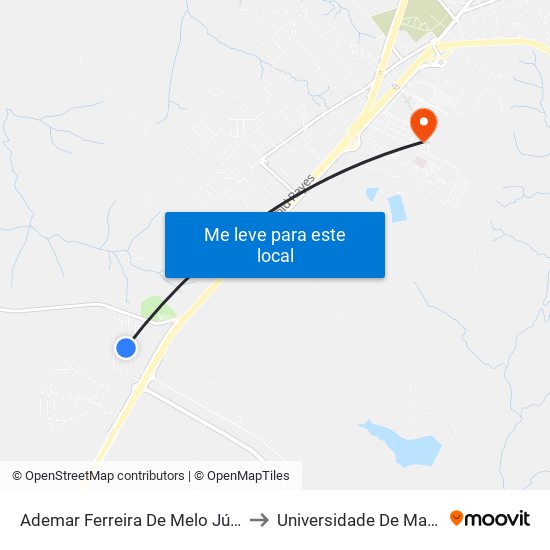 Ademar Ferreira De Melo Júnior to Universidade De Marília map