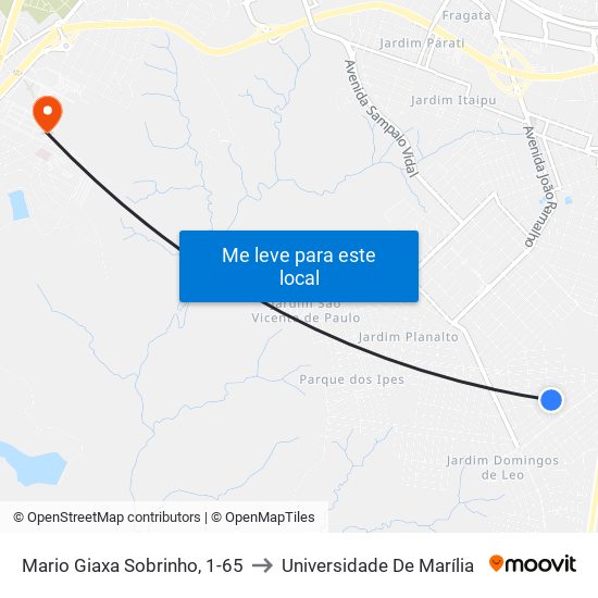 Mario Giaxa Sobrinho, 1-65 to Universidade De Marília map