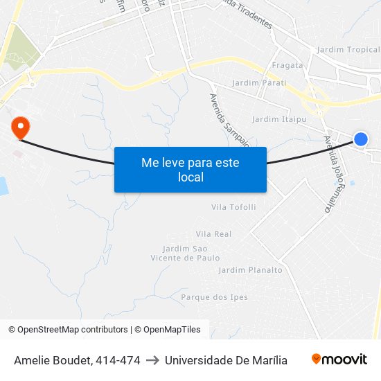 Amelie Boudet, 414-474 to Universidade De Marília map