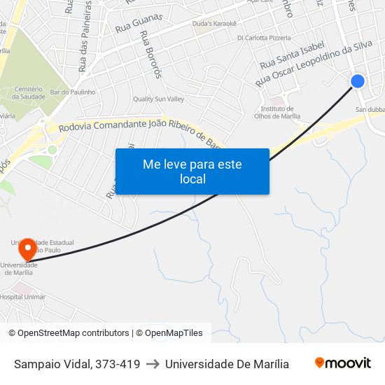 Sampaio Vidal, 373-419 to Universidade De Marília map