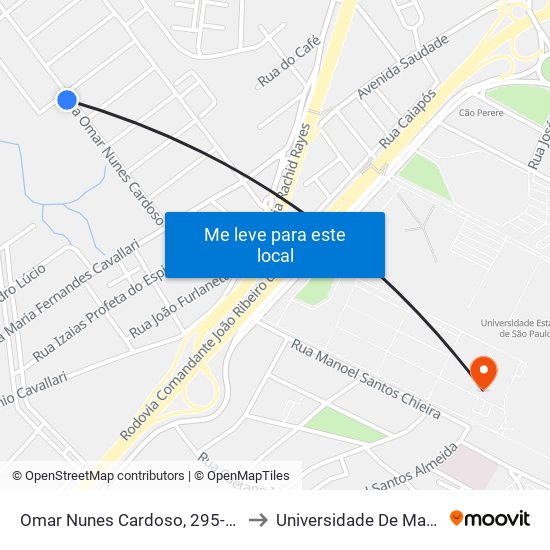 Omar Nunes Cardoso, 295-369 to Universidade De Marília map