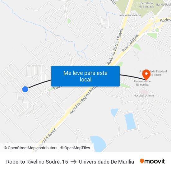 Roberto Rivelino Sodré, 15 to Universidade De Marília map