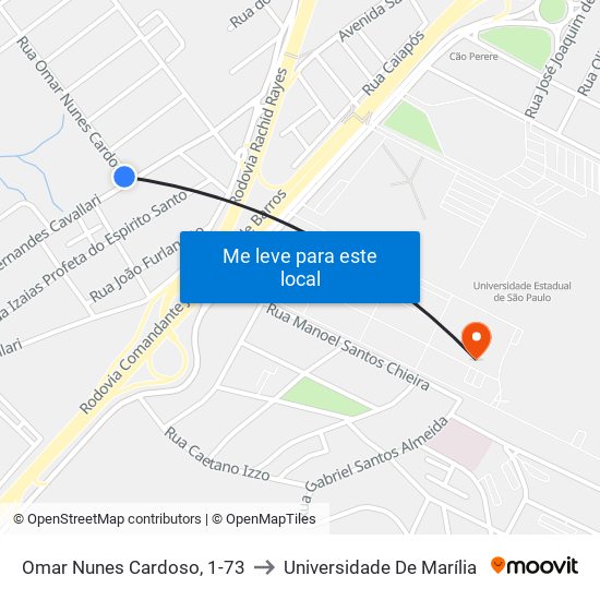 Omar Nunes Cardoso, 1-73 to Universidade De Marília map