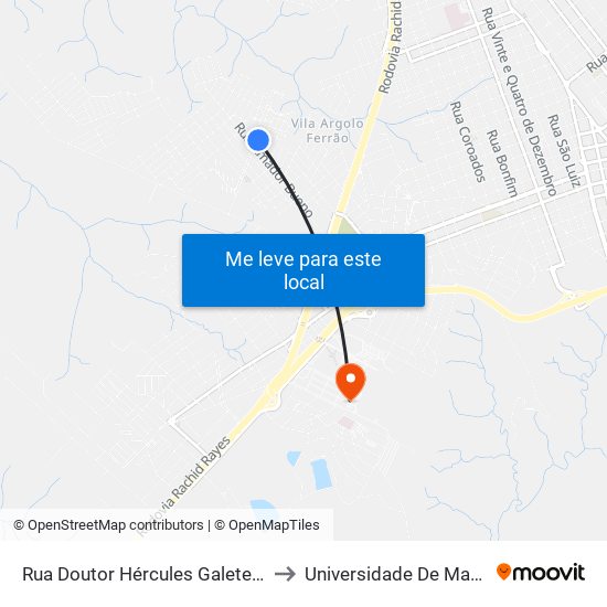 Rua Doutor Hércules Galete, 03 to Universidade De Marília map