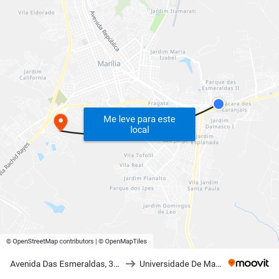 Avenida Das Esmeraldas, 3023 to Universidade De Marília map