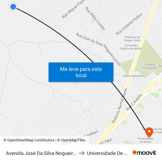 Avenida José Da Silva Nogueira Júnior to Universidade De Marília map