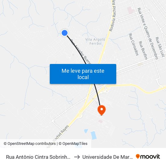 Rua Antônio Cintra Sobrinho, 6 to Universidade De Marília map