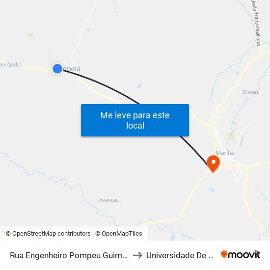 Rua Engenheiro Pompeu Guimarães, 23 to Universidade De Marília map