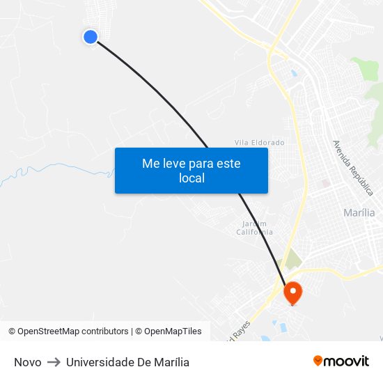 Novo to Universidade De Marília map