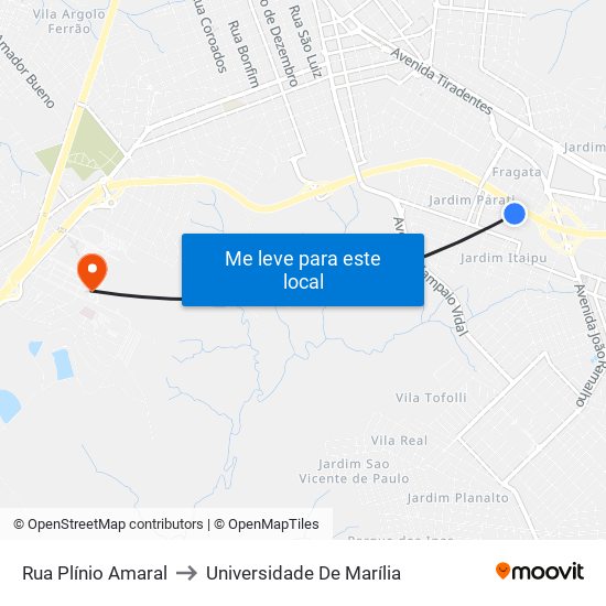 Rua Plínio Amaral to Universidade De Marília map